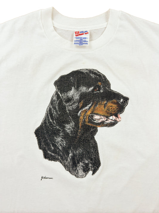 90's Rottweiler Dog White Graphic Tee