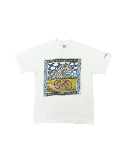 1993 Ray Troll "Like a fish needs a bicycle" Graphic Tee