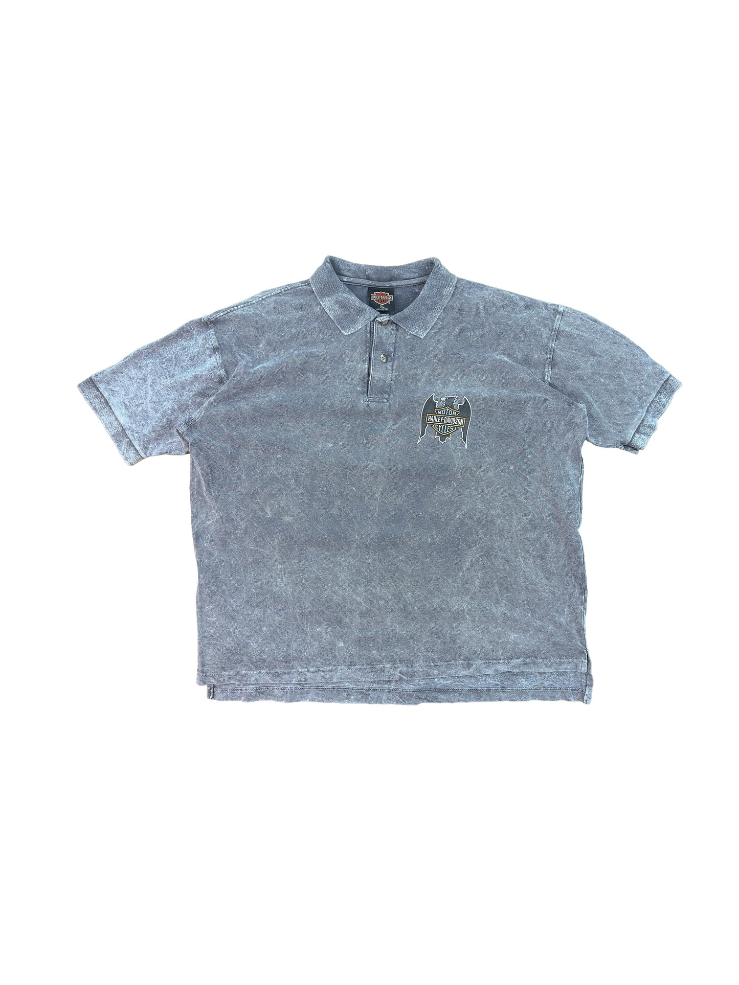 Harley Davidson Motorcycles Acid-Washed Gray Polo Shirt