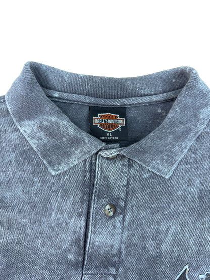 Harley Davidson Motorcycles Acid-Washed Gray Polo Shirt