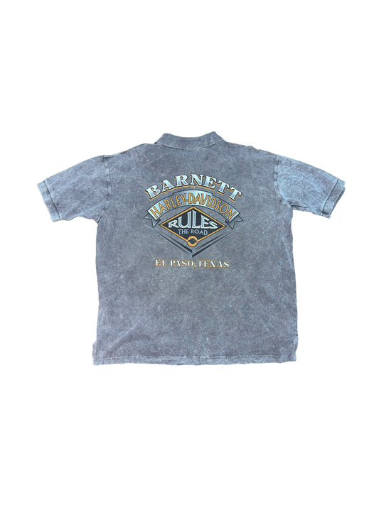 Harley Davidson Motorcycles Acid-Washed Gray Polo Shirt